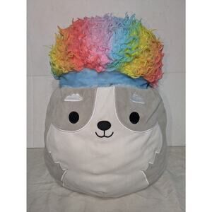 Squishmallow Ridge Husky Dog 16" Stuffed Plush Squishdoo Rainbow‎ Afro RARE Read